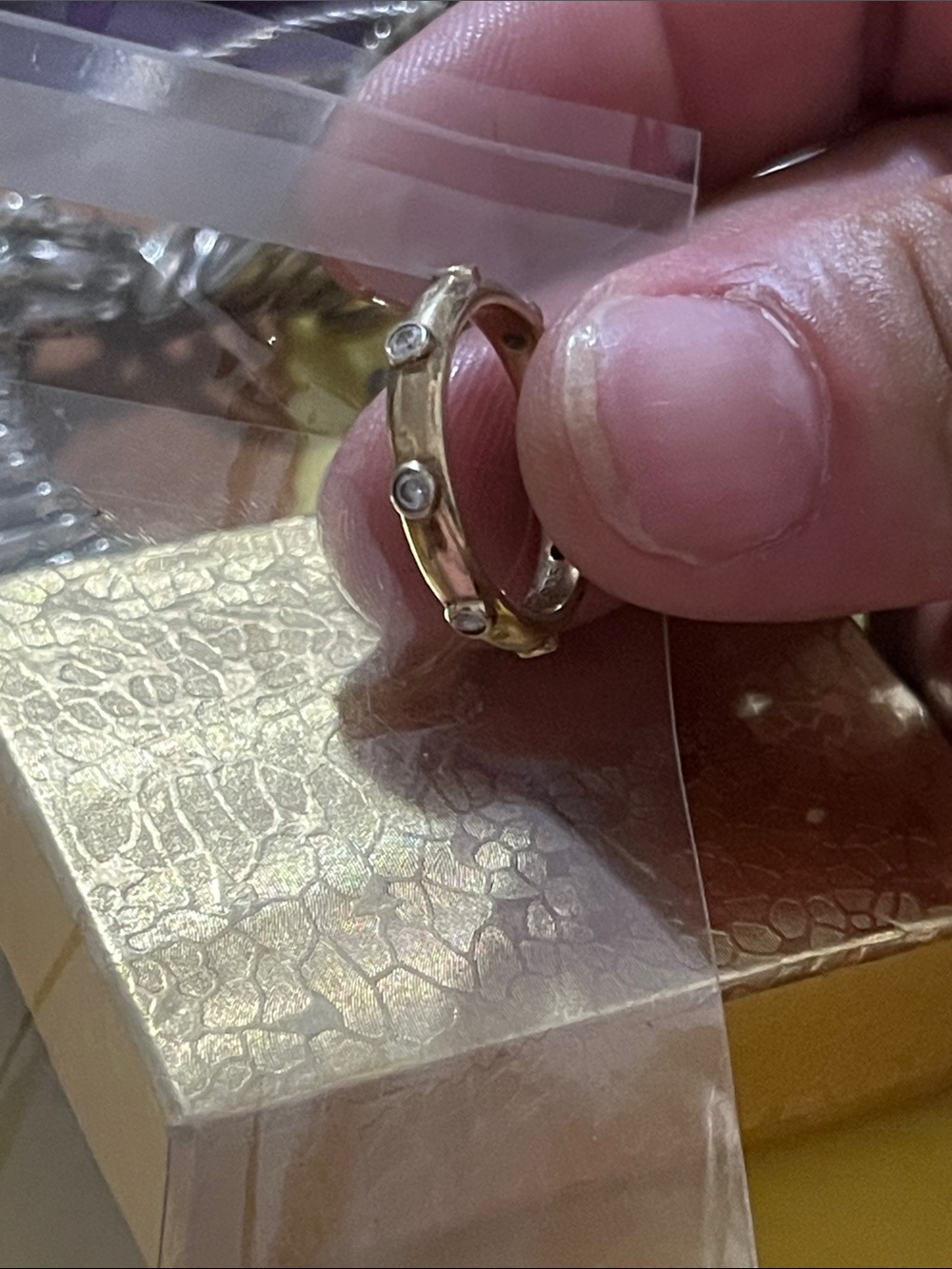 Gold Crystal Accent Stackable Ring - Picture 6 of 8